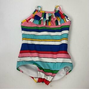 Hanna Andersson Multi Color Striped One Piece Girls Swimsuit